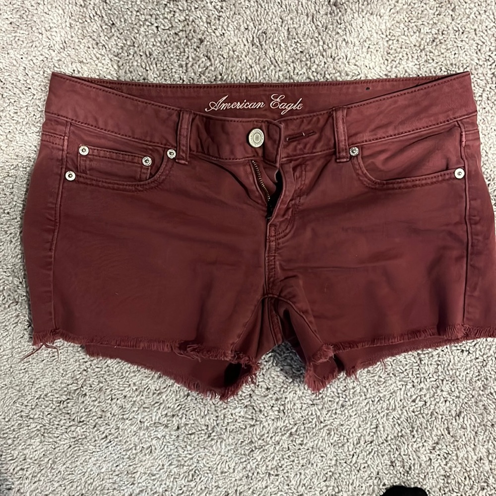 American Eagle Outfitters Burgundy Denim Jean Shorts